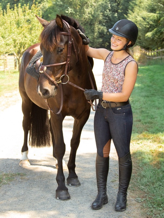 Kerrits Activewear Stretch Denim Knee Patch Riding Breech Size LDENIM / L main image 9